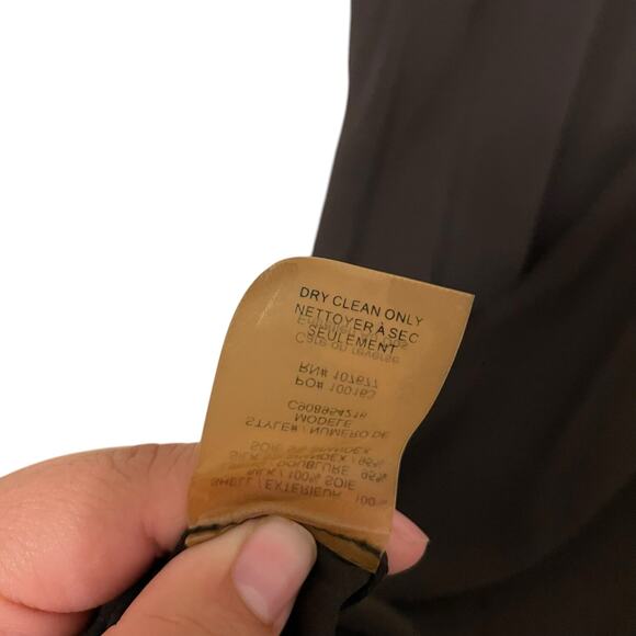 Alice + Olivia 100% Silk Brown Black Mini Dress Style C908954216 Size Large - Picture 6 of 6